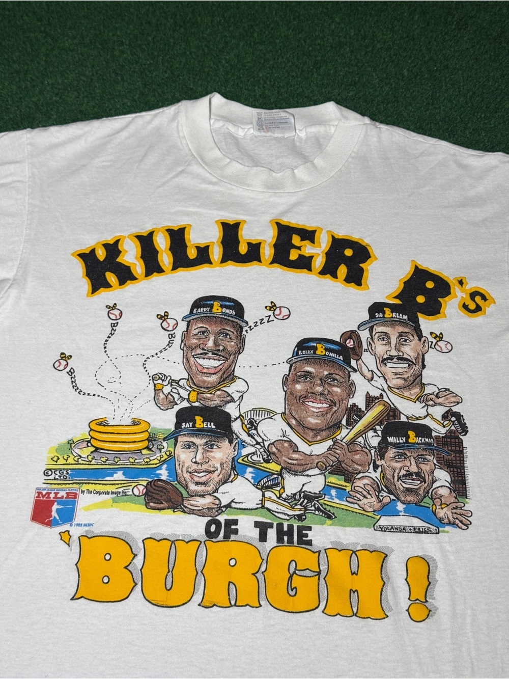 Vintage 80s Pittsburgh Pirates Big Head T-shirt, Barry Bonds Jay Bell 1988 Large